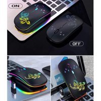 Qaohe RGB Ergonomik Kablosuz Siyah Optik Mouse