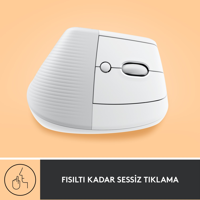 Logitech Lumos Sessiz Dikey Makrolu Kablosuz Beyaz Optik Gaming Mouse