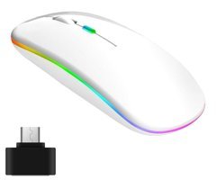 Generic Bt5 RGB Sessiz Ergonomik Kablosuz Beyaz Optik Mouse
