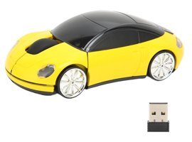 Ashata Araba Görünümlü Sessiz Ergonomik Kablosuz Sarı Optik Mouse
