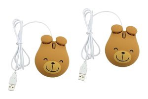 Hemobllo Ayı Şekilli Sessiz Kablolu Turuncu Optik 2 Adet Mouse