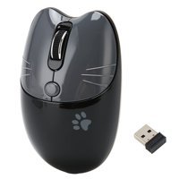 Bewinner Ergonomik Kablosuz Kedi Desenli Siyah Optik Mouse