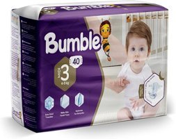 Bumble İkiz Paket Midi 3 Numara Cırtlı Bebek Bezi 40 Adet