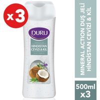 Duru Mineral Action Hindistan Cevizi-Kil Duş Jeli 3x500 ml
