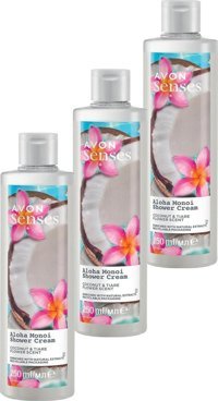 Avon Senses Aloha Monoi Hindistan Cevizi-Tiare Çiçeği Duş Jeli 3x250 ml