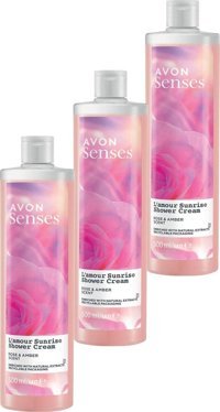 Avon Senses L'amour Sunrise Amber-Gül Duş Jeli 3x500 ml