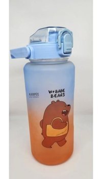 Taros Quokka Ayı Pipetli Turuncu-Mavi Tritan Okul Çocuk Suluk 800 ml