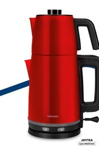 Goldmaster IN 6340 Joy Tea Otomatik Çelik Demlikli 2200 W Işıklı Çelik Gövdeli Kırmızı Retro Çay Makinesi