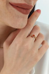 Çlk Accessories Turuncu Ayarlanabilir Tekli Pirinç Yüzük