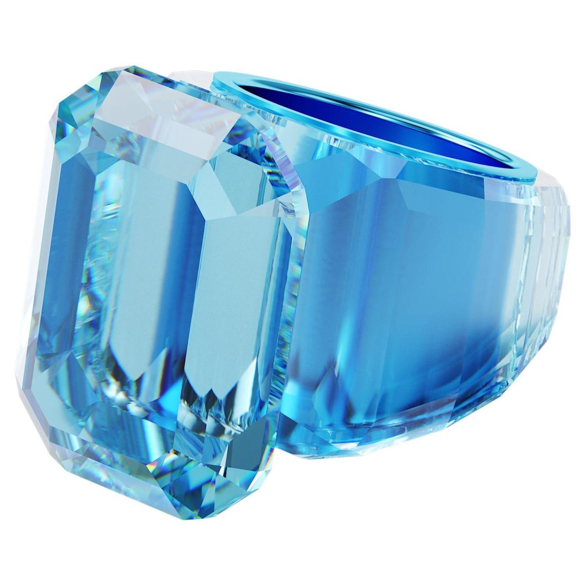 Swarovski Mavi Tekli Rodyum Yüzük
