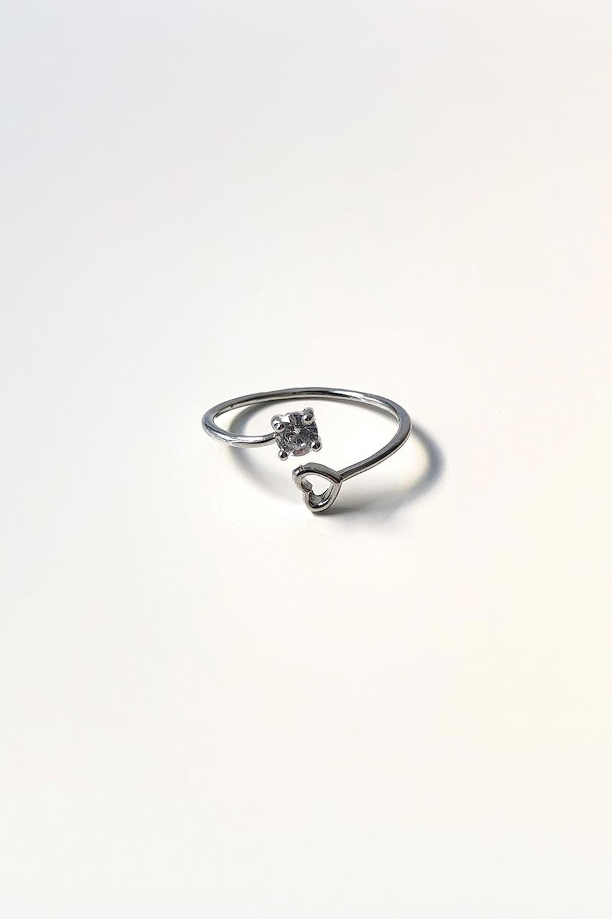 Teen Jewellry Beyaz Tektaş Ayarlanabilir Tekli Pirinç Yüzük