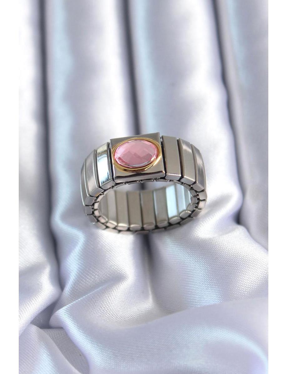Ruby Pembe Ayarlanabilir Tekli Çelik Yüzük