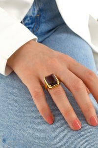 Çlk Accessories Bordo Ayarlanabilir Tekli Pirinç Yüzük