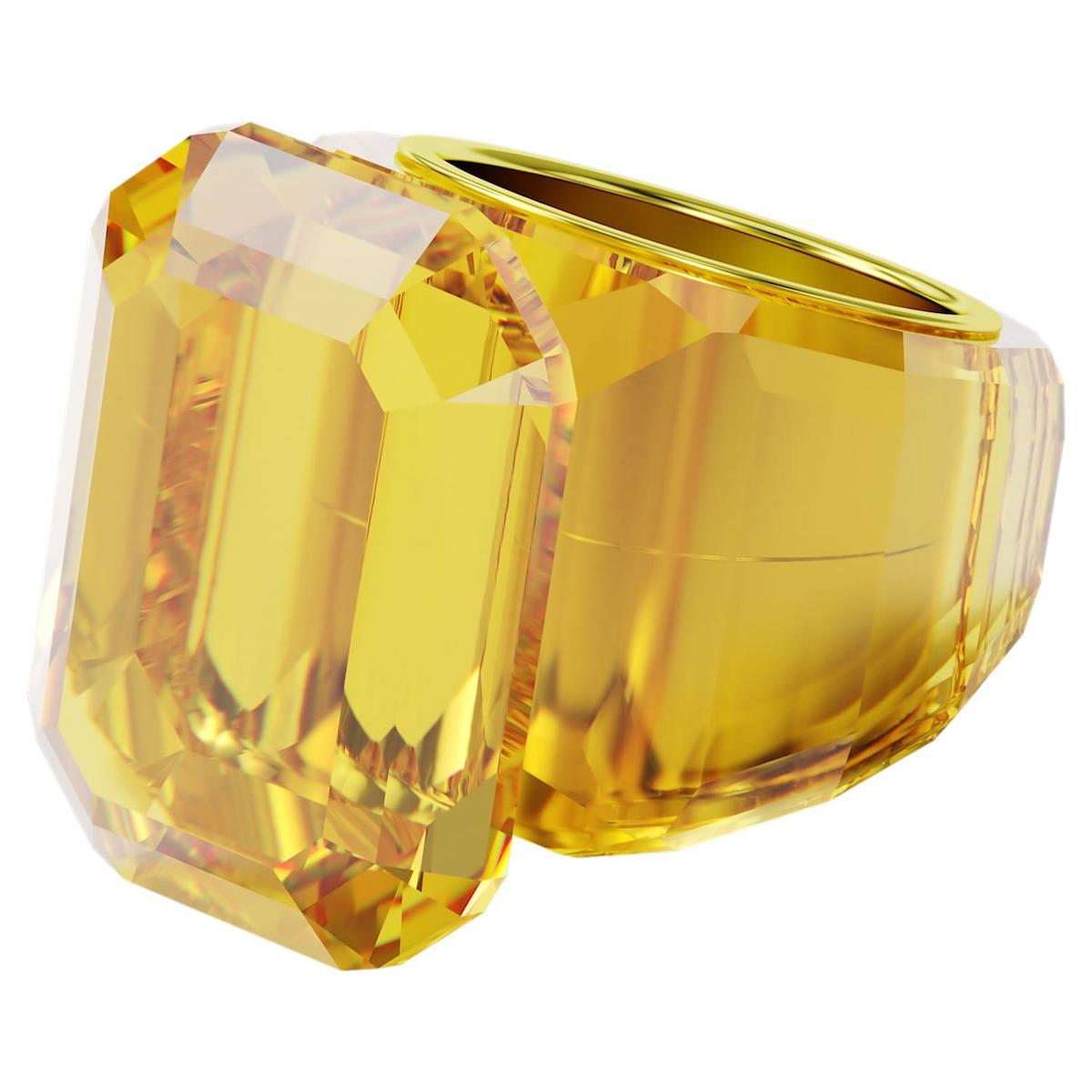 Swarovski Sarı Tekli Rodyum Yüzük