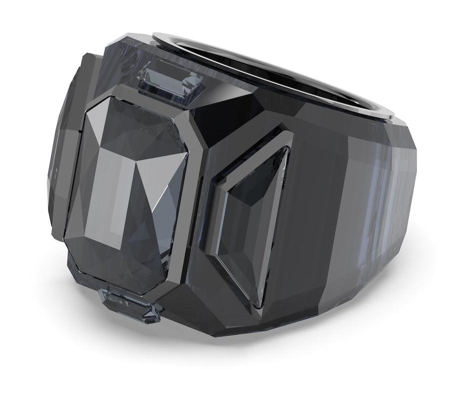 Swarovski Siyah Tekli Rodyum Yüzük