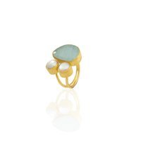 Kadir Jewelry Beyaz-Mavi Tekli Pirinç Yüzük
