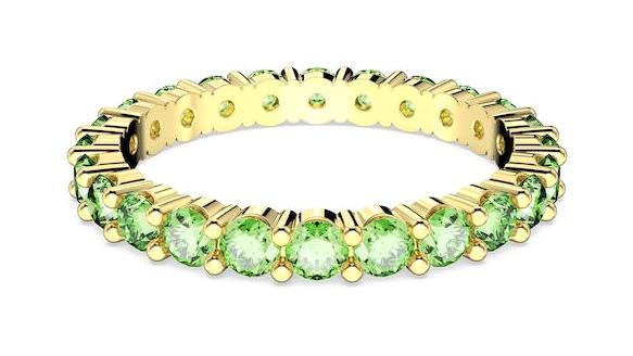 Swarovski Yeşil Tekli Rodyum Yüzük