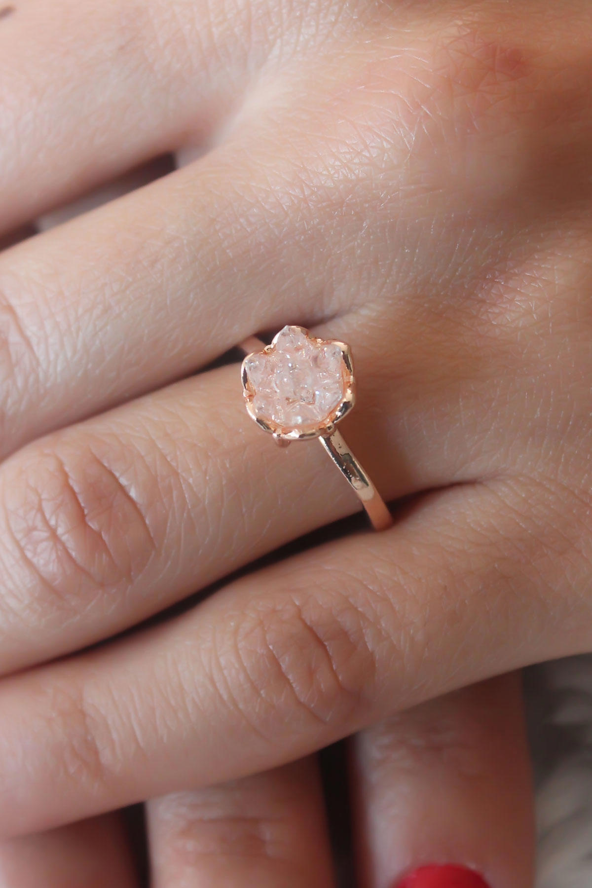 Clariss Pembe Ayarlanabilir Tekli Metal Yüzük