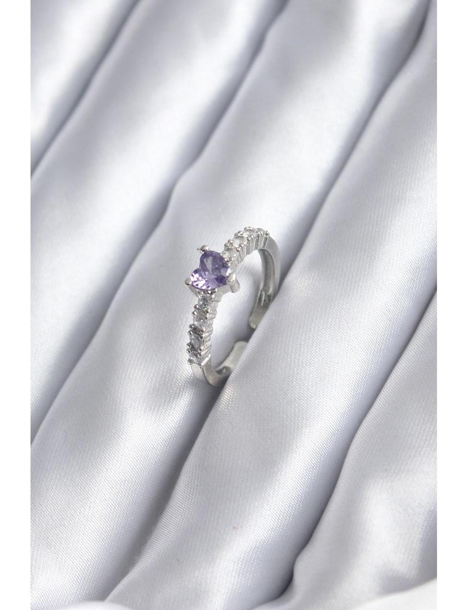 Ruby Mor Zirkon Taşlı Ayarlanabilir Tekli Pirinç Yüzük