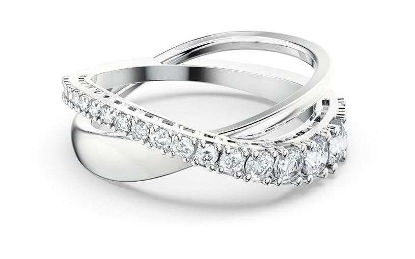 Swarovski Beyaz Ayarlanabilir Tekli Çelik Yüzük