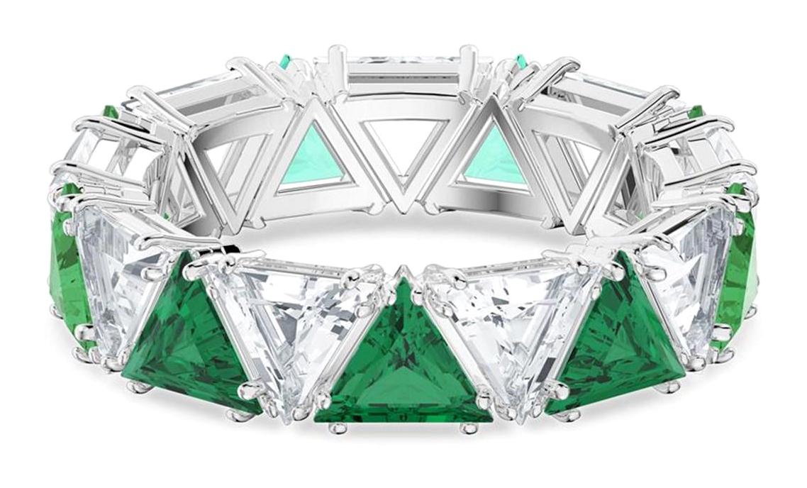 Swarovski Yeşil Ayarlanabilir Tekli Rodyum Yüzük