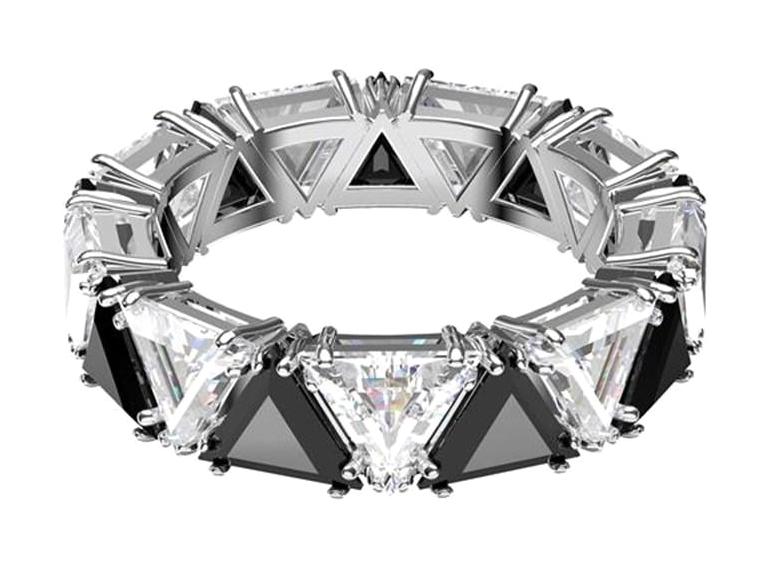 Swarovski Siyah Ayarlanabilir Tekli Rodyum Yüzük