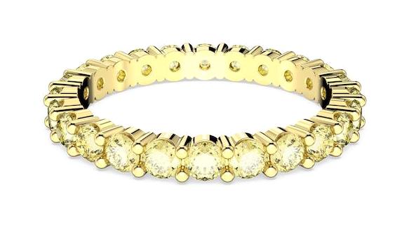 Swarovski Sarı Ayarlanabilir Tekli Rodyum Yüzük