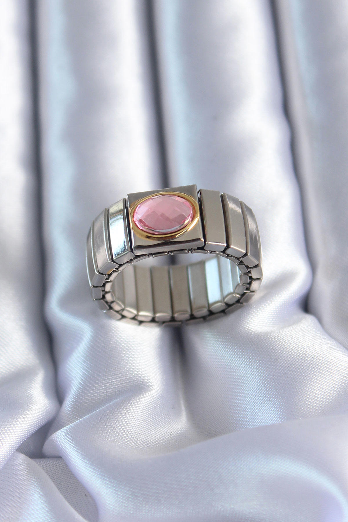 Stillove Pembe Ayarlanabilir Tekli Çelik Yüzük