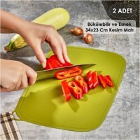 Woodhub Novvo Plastik Büyük Katlanır Yeşil 2'li Kesme Tahtası
