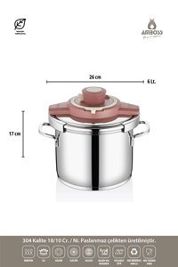 Amboss Ocean Clipso Kapak Çelik 10 lt Düdüklü Tencere Rose