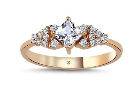 Safir Kuyumculuk 0.4 Karat Kare Sertifikalı Beyaz Pırlanta Yüzük