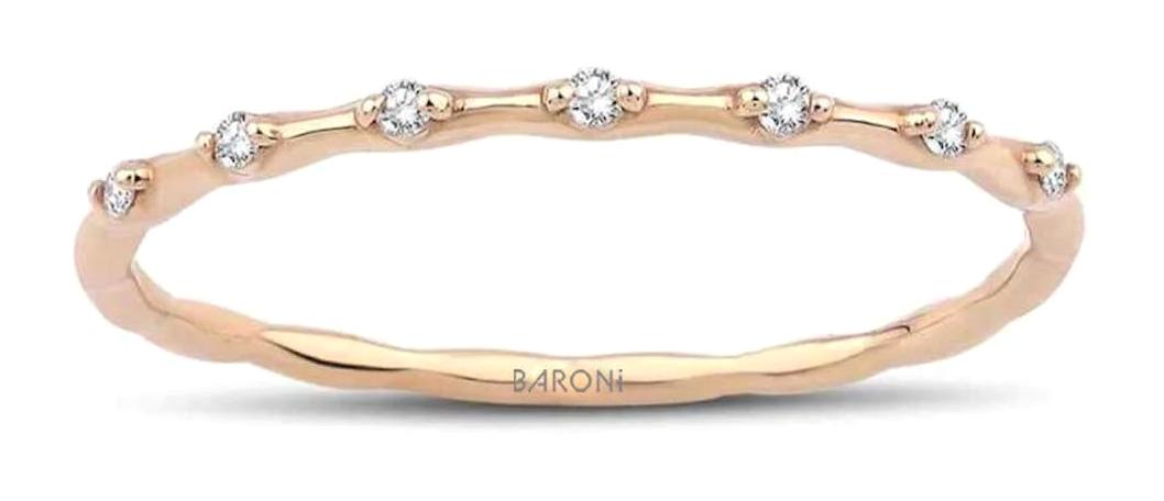 Baroni Diamond 0.06 Karat Yuvarlak Baget Parlak Sertifikalı Beyaz Pırlanta Yüzük