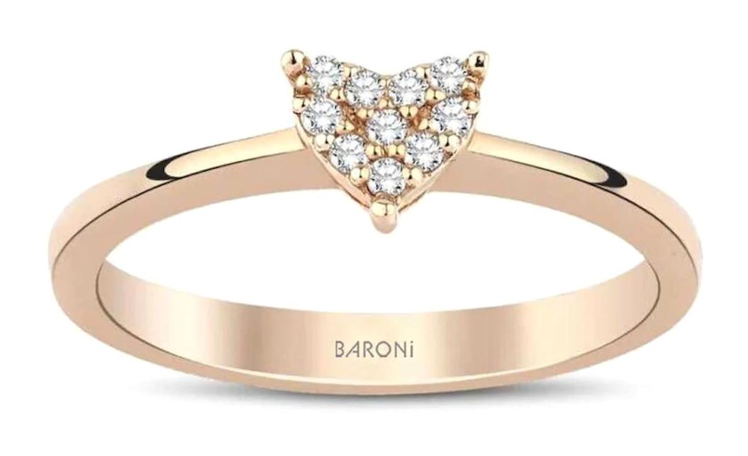 Baroni Diamond 0.06 Karat Yuvarlak Tektaş Parlak Sertifikalı Zirkon Taşlı Beyaz Pırlanta Yüzük