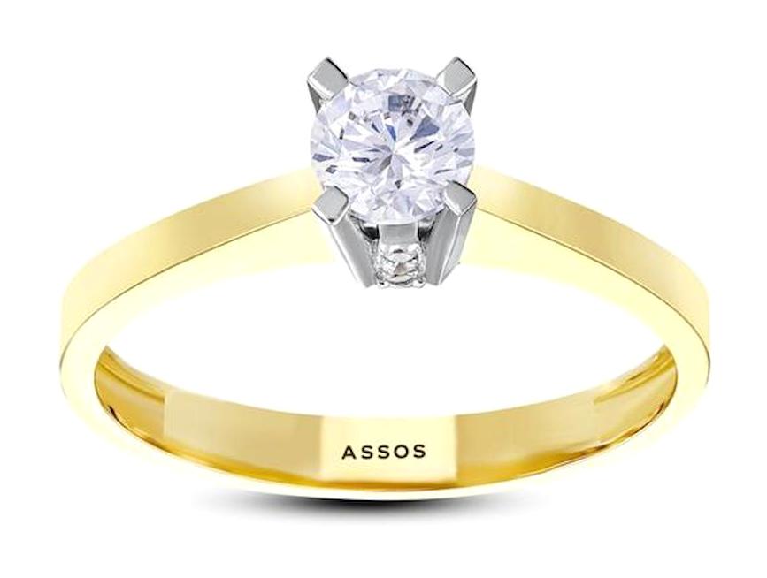 Assos Pırlanta Yuvarlak Tektaş Parlak Topaz Taşlı Beyaz Pırlanta Yüzük