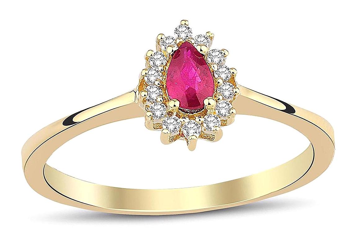 İryum 0.25 Karat Damla Parlak Sertifikalı Pembe Pırlanta Yüzük