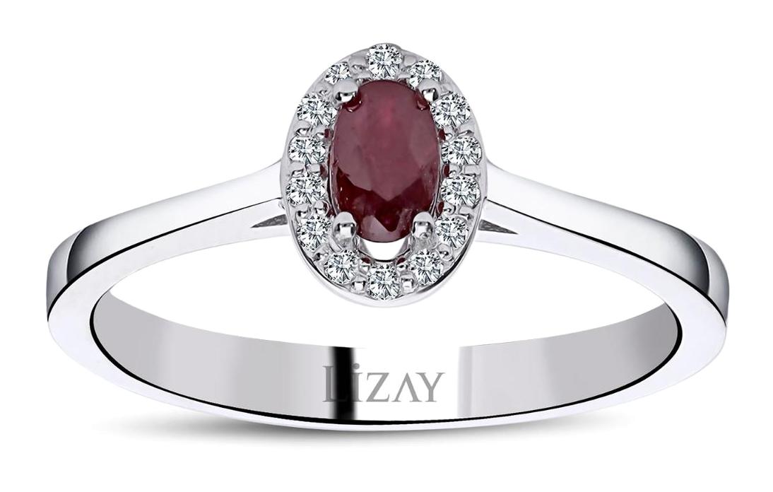 Lizay Pırlanta 0.42 Karat Damla Parlak Sertifikalı Kırmızı Pırlanta Yüzük