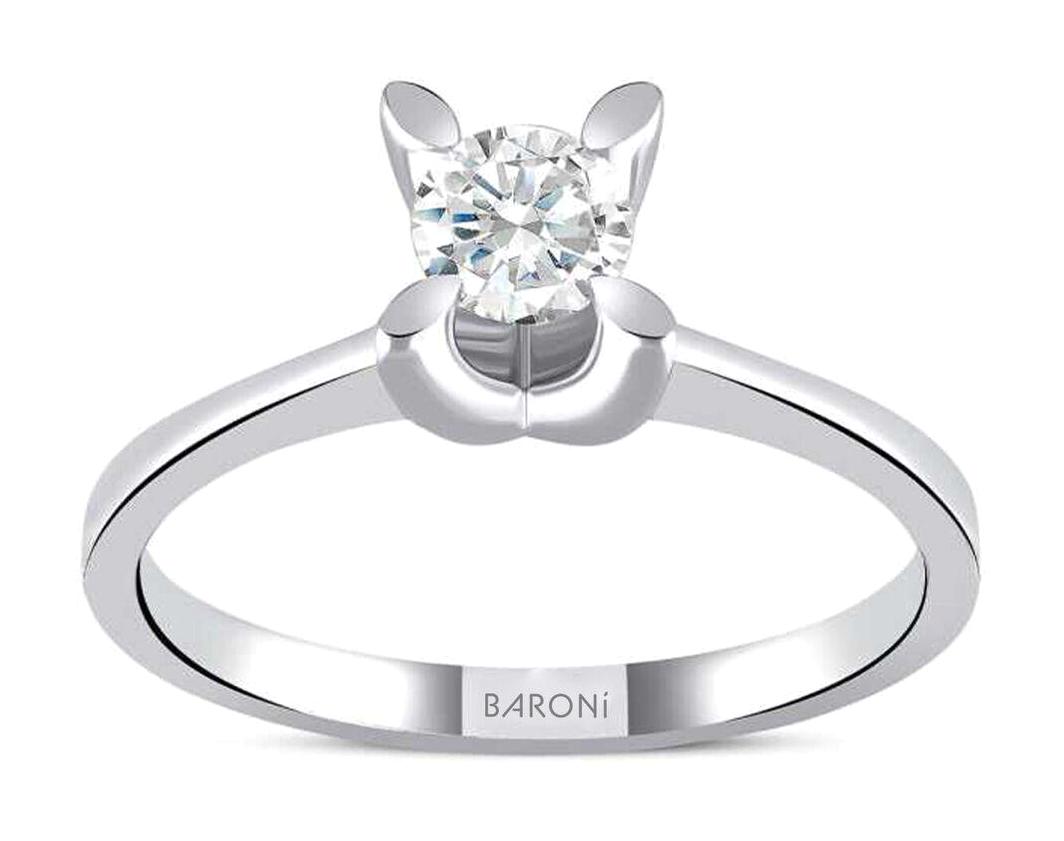 Baroni Diamond 0.10 Karat Yuvarlak Tektaş Parlak Sertifikalı Topaz Taşlı Beyaz Pırlanta Yüzük