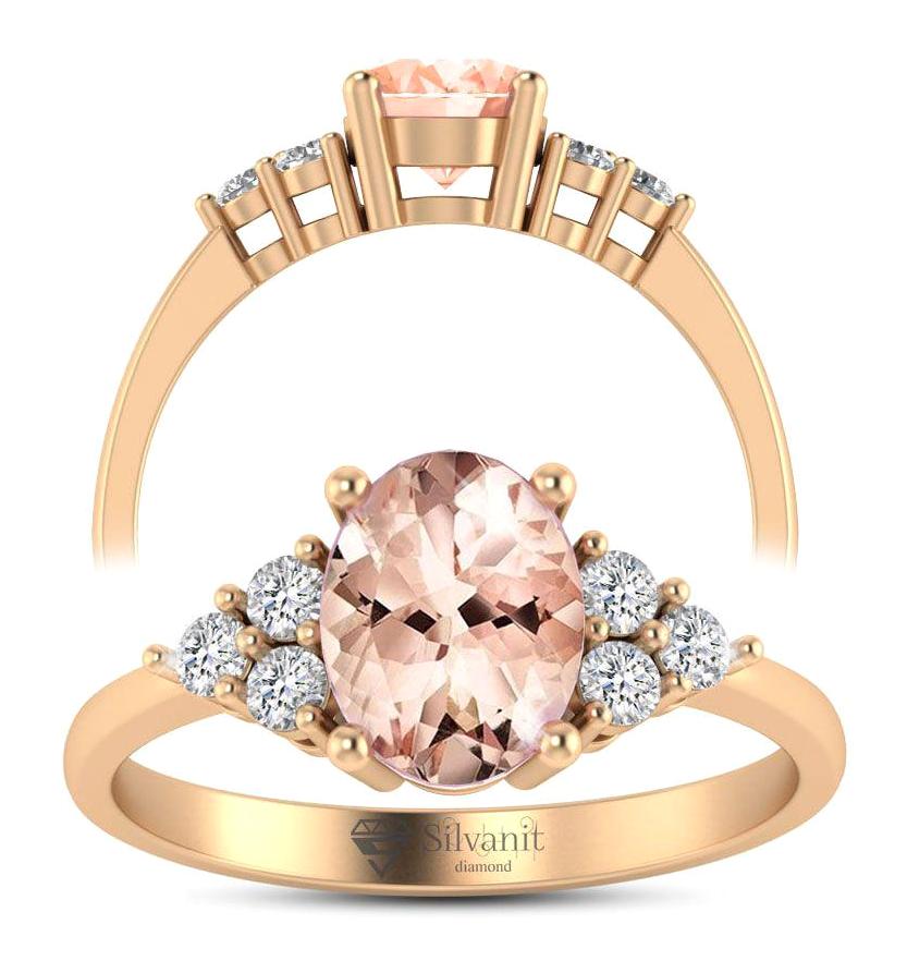 Silvanit Pırlanta 1.20 Karat Oval Tektaş Parlak Sertifikalı Pembe Pırlanta Yüzük