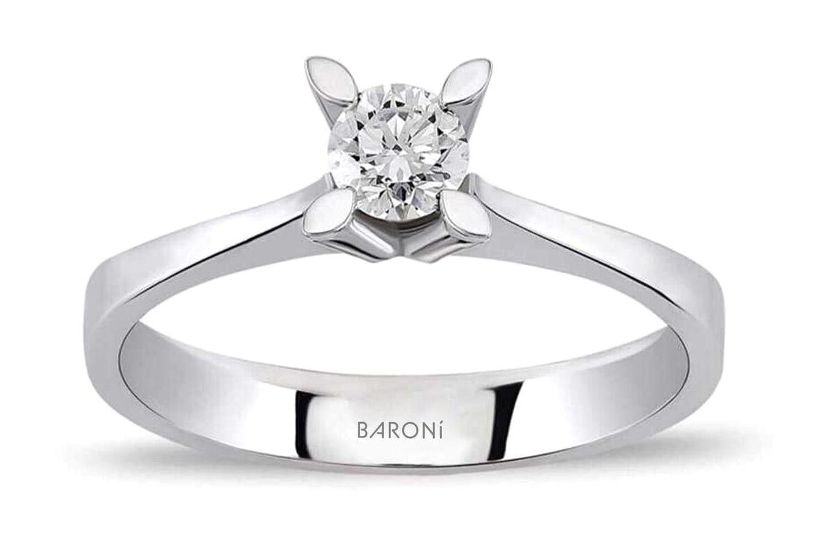 Baroni Diamond 0.30 Karat Yuvarlak Tektaş Parlak Morganit Taşlı Beyaz Pırlanta Yüzük
