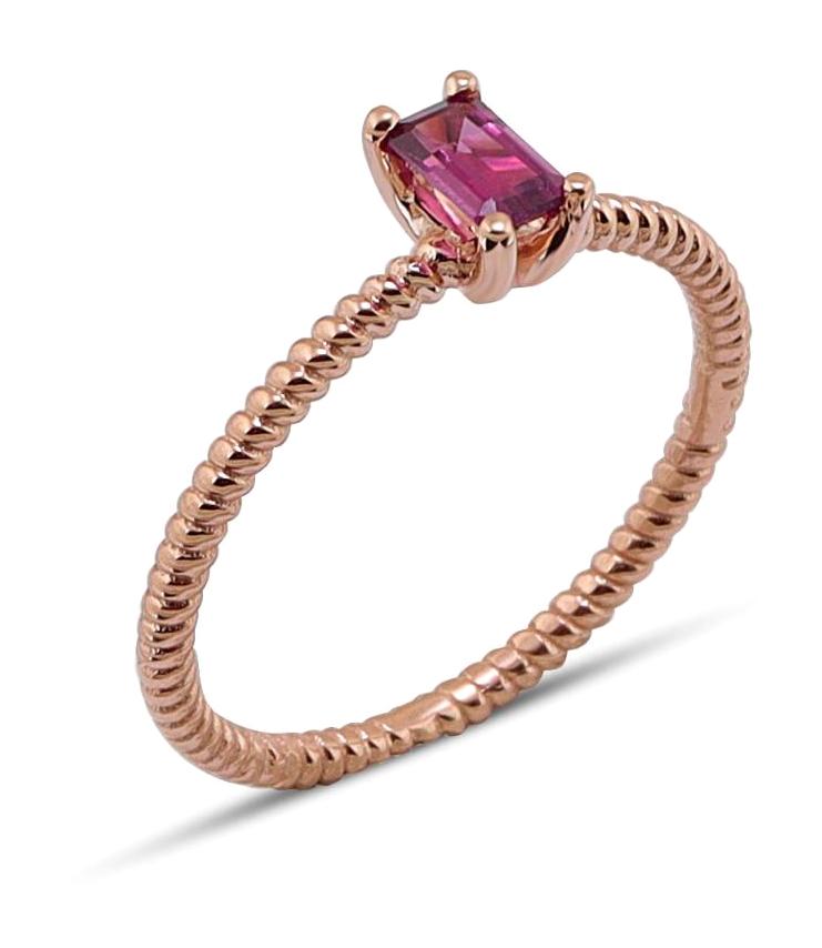 Diamine Pırlanta 0.32 Karat Baget Parlak Sertifikalı Pembe Pırlanta Yüzük