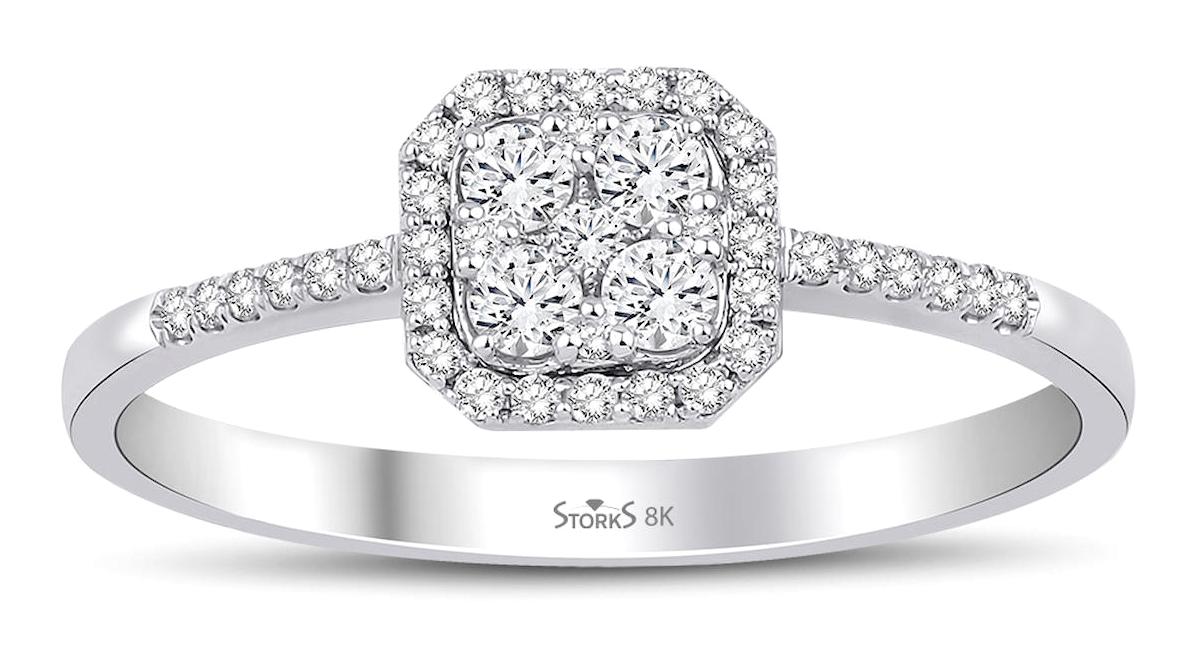 Storks Diamond 0.25 Karat Tektaş Parlak Sertifikalı Beyaz Pırlanta Yüzük