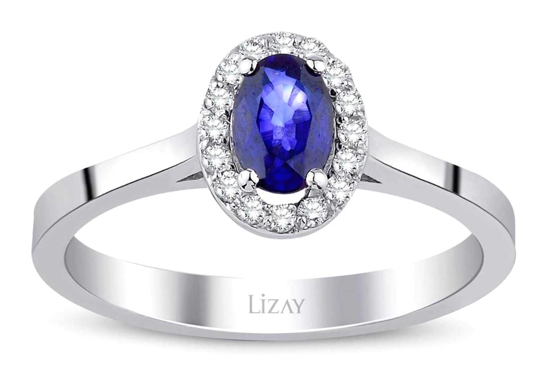 Lizay Pırlanta 0.26 Karat Damla Parlak Sertifikalı Lacivert Pırlanta Yüzük