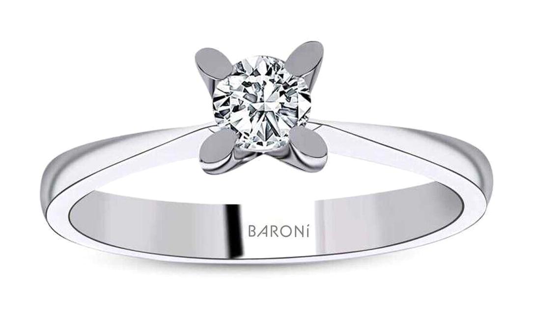 Baroni Diamond 0.30 Karat Yuvarlak Tektaş Parlak Sertifikalı Sky Diamond Beyaz Pırlanta Yüzük