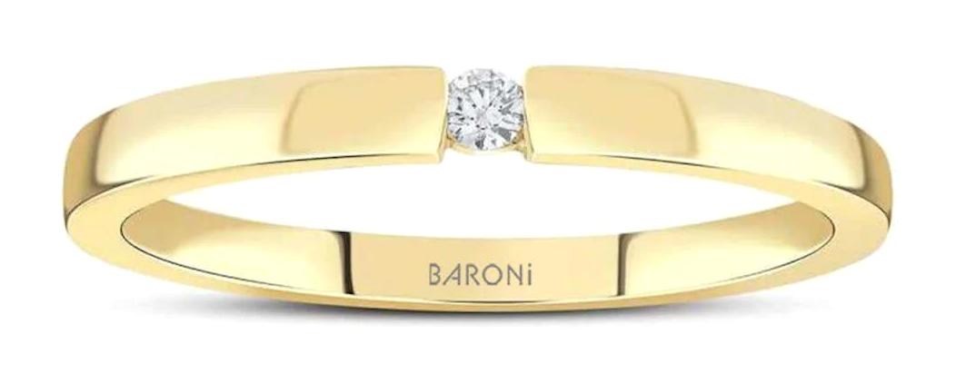 Baroni Diamond 0.05 Karat Yuvarlak Tektaş Parlak Zirkon Taşlı Beyaz Pırlanta Yüzük