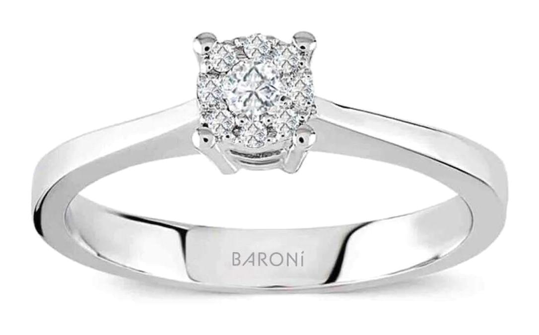 Baroni Diamond 0.10 Karat Yuvarlak Baget Parlak Sertifikalı Zirkon Taşlı Beyaz Pırlanta Yüzük