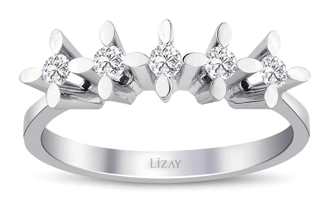 Lizay Pırlanta 0.20 Karat Yuvarlak Beştaş Parlak Sertifikalı Beyaz Pırlanta Yüzük