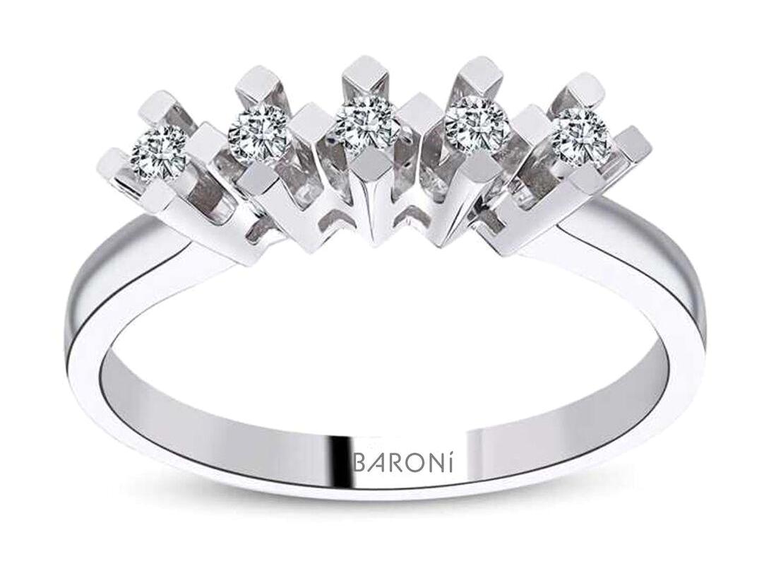 Baroni Diamond 0.15 Karat Yuvarlak Beştaş Parlak Sertifikalı Sky Diamond Beyaz Pırlanta Yüzük