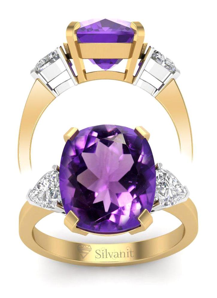 Silvanit Pırlanta 2.60 Karat Oval Sertifikalı Mor Pırlanta Yüzük