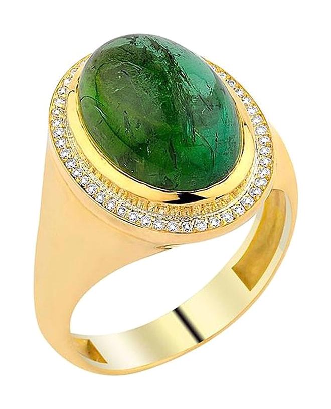 İryum 7.59 Karat Oval Parlak Sertifikalı Yeşil Pırlanta Yüzük