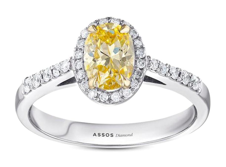 Assos Pırlanta 0.21 Karat Oval Tektaş Parlak Turmalin Taşlı Beyaz Pırlanta Yüzük